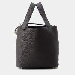 Pre Owned Hermes Picotin Lock Pull Noir Taurillon Clemence Size Pm