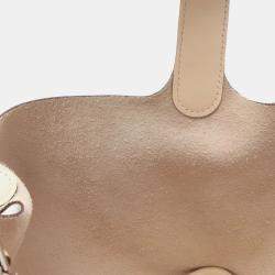 Pre Owned HERMES Picotin Rock PM Lucky Daisy Handbag Swift leather Vert Nata SHW 