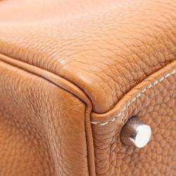 Pre Owned Hermes Kelly 32 Gold Togo Calfskin Leather Top Handle Bag
