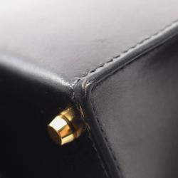 Pre Owned Hermes Mini Kelly II 20 Black Box Calfskin Leather Gold Hardware Top Handle Bag