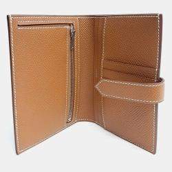 Pre Owned Hermes Gold Leather Beane Wallet (U)