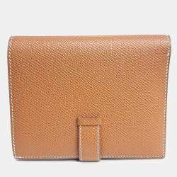 Pre Owned Hermes Gold Leather Beane Wallet (U)