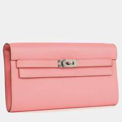 Pre Owned Hermes Kelly wallet to go Rose Sakura Epsom