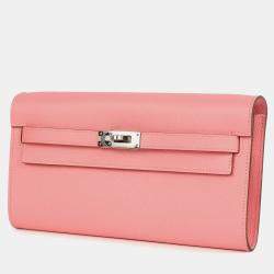 Pre Owned Hermes Kelly wallet to go Rose Sakura Epsom