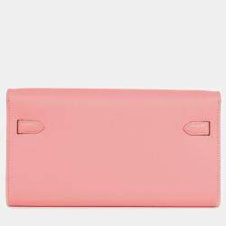 Pre Owned Hermes Kelly wallet to go Rose Sakura Epsom