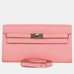 Pre Owned Hermes Kelly wallet to go Rose Sakura Epsom