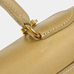 Pre Owned Hermes Kelly 28 Beige Box Calfskin Leather Sellier Top Handle