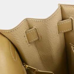 Pre Owned Hermes Kelly 28 Beige Box Calfskin Leather Sellier Top Handle