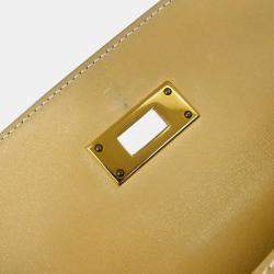 Pre Owned Hermes Kelly 28 Beige Box Calfskin Leather Sellier Top Handle