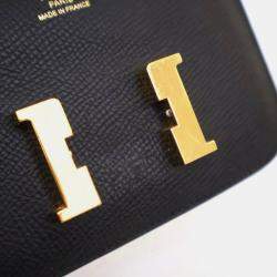 Pre Owned Hermes Constance Slim Noir Epsom Calfskin Leather Wallet