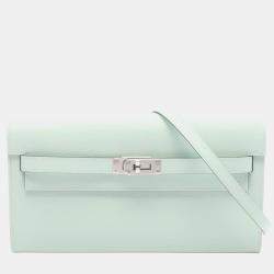 Pre Owned Hermes Kelly Classique To Go Vert Peppermint Epsom Calfskin Leather Wallet Bag