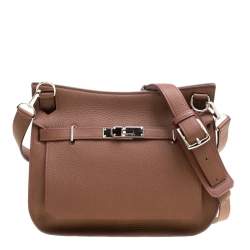 Pre Owned Hermes Gold/Bordeaux Clemence Leather Jypsiere 28 Bag