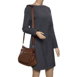 Pre Owned Hermes Gold/Bordeaux Clemence Leather Jypsiere 28 Bag