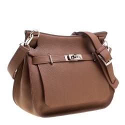 Pre Owned Hermes Gold/Bordeaux Clemence Leather Jypsiere 28 Bag