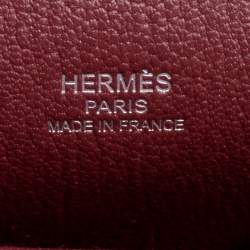 Pre Owned Hermes Gold/Bordeaux Clemence Leather Jypsiere 28 Bag