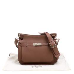 Pre Owned Hermes Gold/Bordeaux Clemence Leather Jypsiere 28 Bag