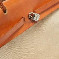 Pre Owned Hermes Tan/Beige Canvas and Leather 2 in 1 Herbag 39 Bag