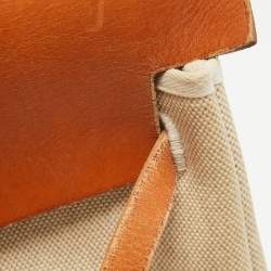 Pre Owned Hermes Tan/Beige Canvas and Leather 2 in 1 Herbag 39 Bag