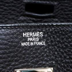 Hermes Black Clemence Leather Palladium Hardware Shoulder Birkin 42 Bag