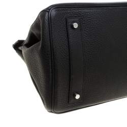 Hermes Black Clemence Leather Palladium Hardware Shoulder Birkin 42 Bag