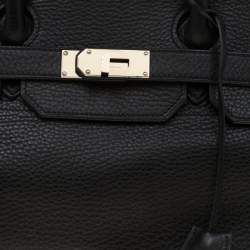 Hermes Black Clemence Leather Palladium Hardware Shoulder Birkin 42 Bag