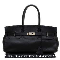 Hermes Black Clemence Leather Palladium Hardware Shoulder Birkin 42 Bag