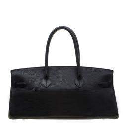 Hermes Black Clemence Leather Palladium Hardware Shoulder Birkin 42 Bag
