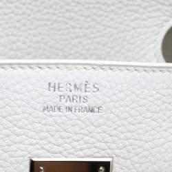 Hermes White Togo Leather Palladium Hardware Birkin 35 Bag