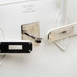 Hermes White Togo Leather Palladium Hardware Birkin 35 Bag