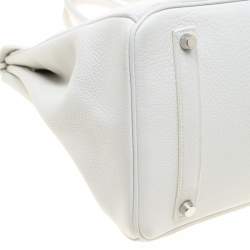 Hermes White Togo Leather Palladium Hardware Birkin 35 Bag