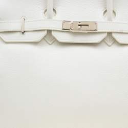 Hermes White Togo Leather Palladium Hardware Birkin 35 Bag