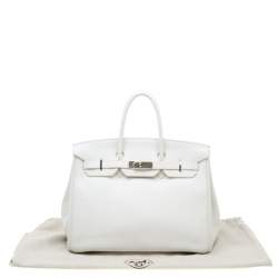 Hermes White Togo Leather Palladium Hardware Birkin 35 Bag