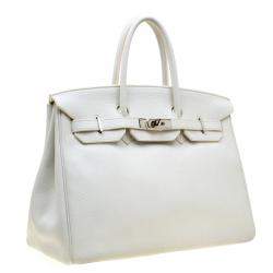 Hermes White Togo Leather Palladium Hardware Birkin 35 Bag