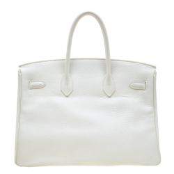 Hermes White Togo Leather Palladium Hardware Birkin 35 Bag
