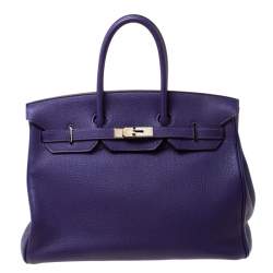 Hermes Ultraviolet Togo Leather Palladium Hardware Birkin 35 Bag