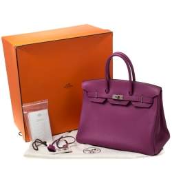 Hermes Tosca Togo Leather Palladium Hardware Birkin 35 Bag