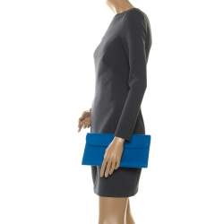Pre Owned Hermes Blue Brighton Swift Leather Elan 29 Jige Clutch