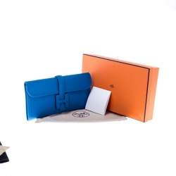 Pre Owned Hermes Blue Brighton Swift Leather Elan 29 Jige Clutch