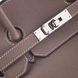 Hermes Etoupe Swift Leather Palladium Hardware Birkin 35 Bag