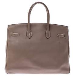Hermes Etoupe Swift Leather Palladium Hardware Birkin 35 Bag