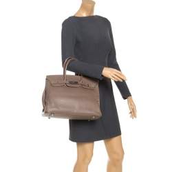 Hermes Etoupe Swift Leather Palladium Hardware Birkin 35 Bag