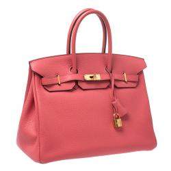 Hermes Bougainvillier Clemence Leather Gold Hardware Birkin 35 Bag