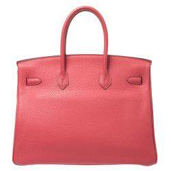 Hermes Bougainvillier Clemence Leather Gold Hardware Birkin 35 Bag