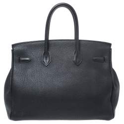 Hermes Black Fjord Leather Gold Hardware Birkin 35 Bag