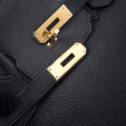 Hermes Black Fjord Leather Gold Hardware Birkin 35 Bag