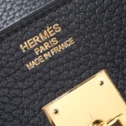 Hermes Black Fjord Leather Gold Hardware Birkin 35 Bag