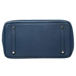 Hermes Blue De Malte Togo Leather Gold Hardware Birkin 35 Bag