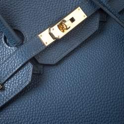 Hermes Blue De Malte Togo Leather Gold Hardware Birkin 35 Bag