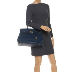 Hermes Blue De Malte Togo Leather Gold Hardware Birkin 35 Bag
