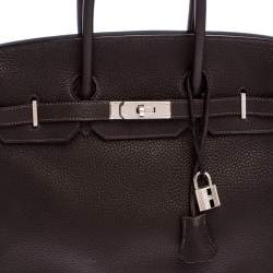 Hermes Ebene Togo Leather Palladium Hardware Birkin 35 Bag